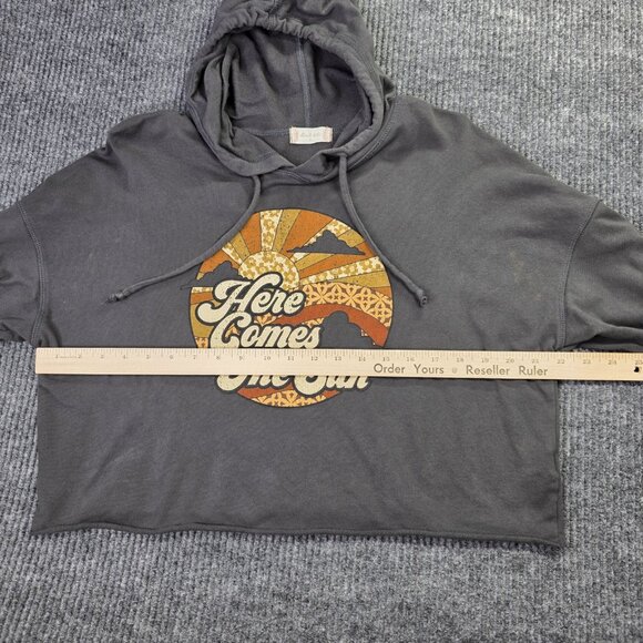 Altar'd State Hoodie Women XL Gray Cropped Here Comes The Sun Retro Pullover USA - Picture 6 of 10